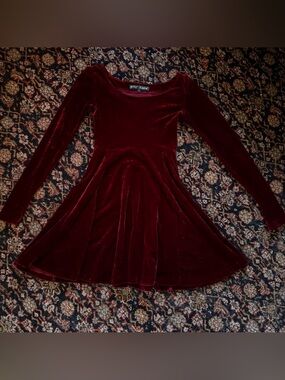 Betsey Johnson Velvet Long-Sleeve Skater Dress